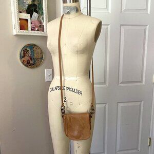 Vintage MODA ATTIVA 1990s Brown Leather Micro X-Body Crossbody Satchel Purse